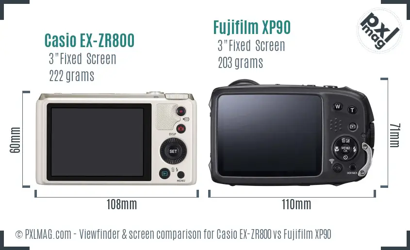 Casio EX-ZR800 vs Fujifilm XP90 Screen and Viewfinder comparison Casio EX-ZR800 vs Fujifilm XP90 Screen and Viewfinder comparison