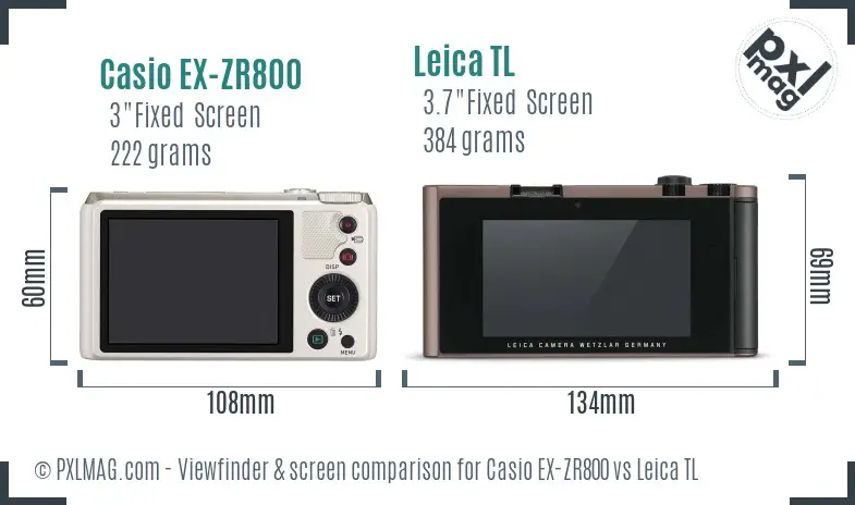 Casio EX-ZR800 vs Leica TL Screen and Viewfinder comparison