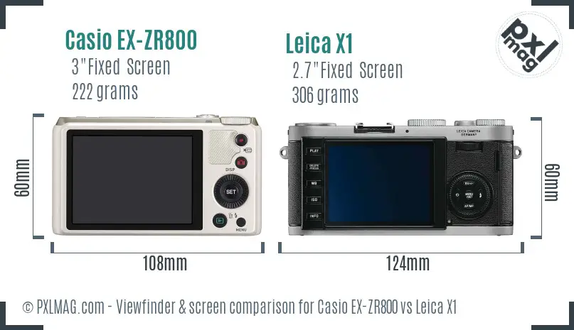 Casio EX-ZR800 vs Leica X1 Screen and Viewfinder comparison