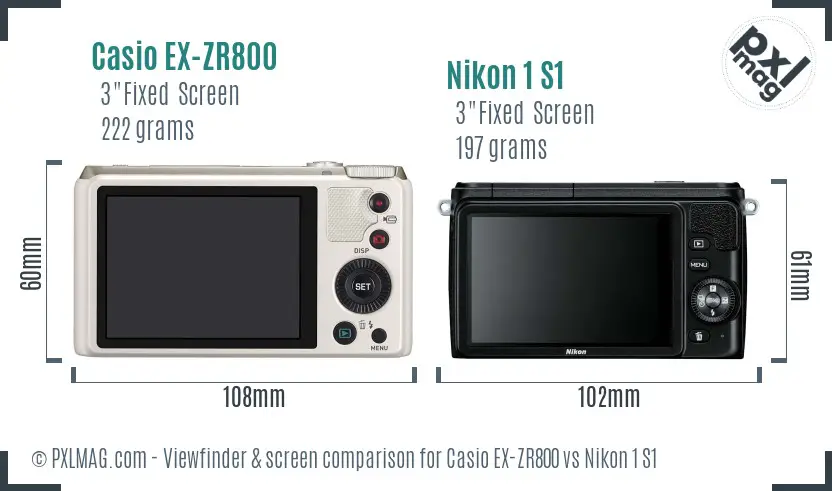 Casio EX-ZR800 vs Nikon 1 S1 Screen and Viewfinder comparison