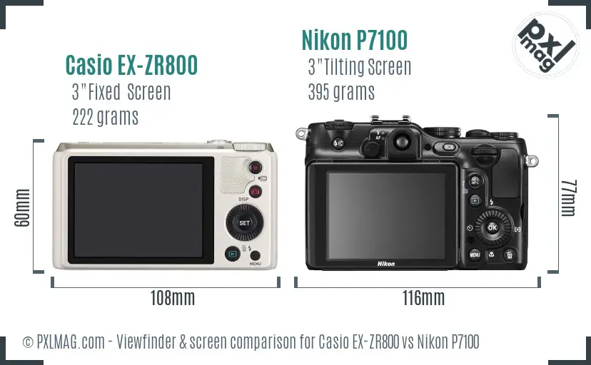 Casio EX-ZR800 vs Nikon P7100 Screen and Viewfinder comparison Casio EX-ZR800 vs Nikon P7100 Screen and Viewfinder comparison