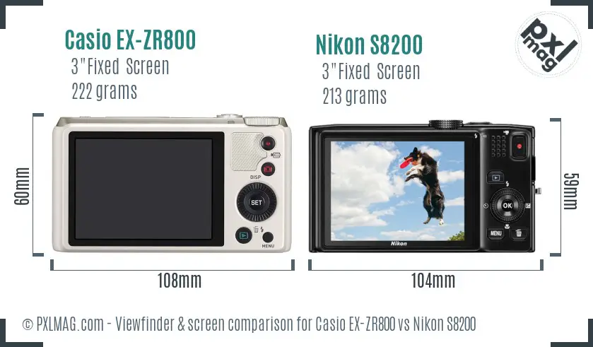 Casio EX-ZR800 vs Nikon S8200 Screen and Viewfinder comparison Casio EX-ZR800 vs Nikon S8200 Screen and Viewfinder comparison