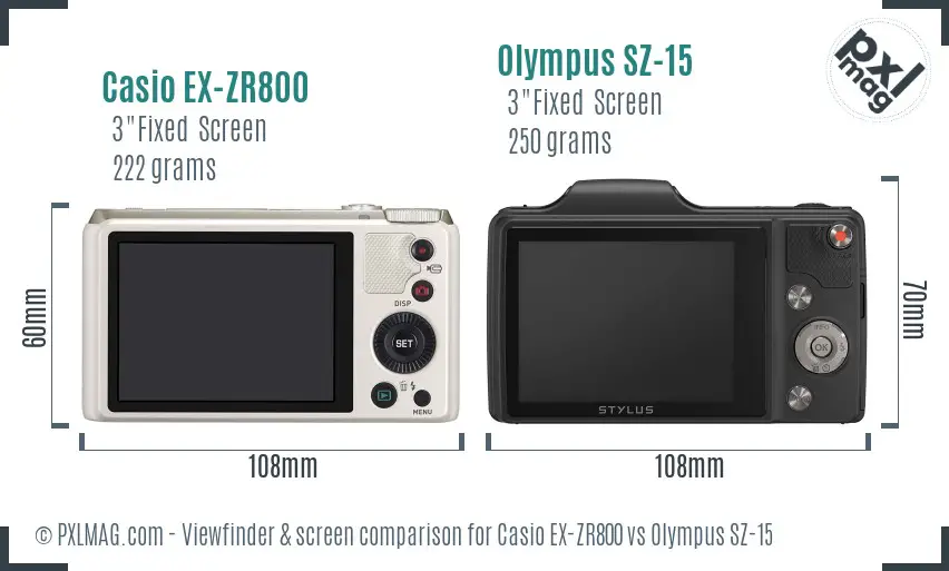 Casio EX-ZR800 vs Olympus SZ-15 Screen and Viewfinder comparison Casio EX-ZR800 vs Olympus SZ-15 Screen and Viewfinder comparison