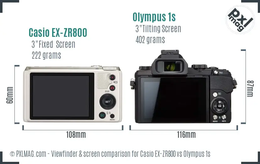 Casio EX-ZR800 vs Olympus 1s Screen and Viewfinder comparison
