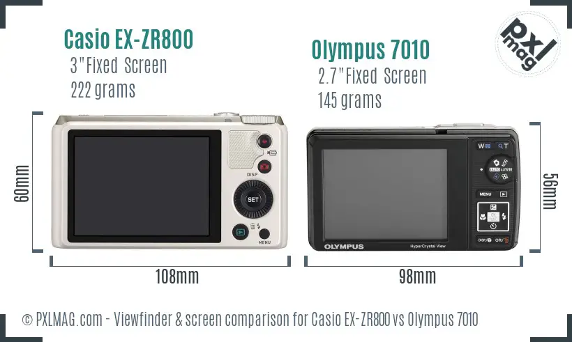 Casio EX-ZR800 vs Olympus 7010 Screen and Viewfinder comparison