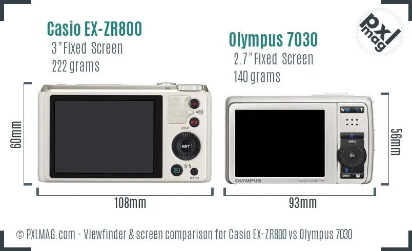 Casio EX-ZR800 vs Olympus 7030 Screen and Viewfinder comparison