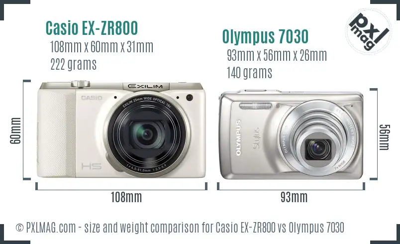 Casio EX-ZR800 vs Olympus 7030 size comparison