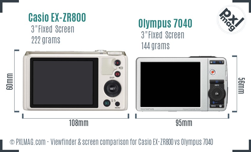 Casio EX-ZR800 vs Olympus 7040 Screen and Viewfinder comparison