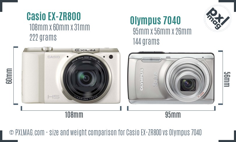 Casio EX-ZR800 vs Olympus 7040 size comparison