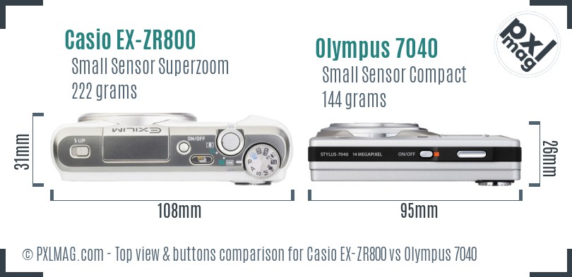 Casio EX-ZR800 vs Olympus 7040 top view buttons comparison