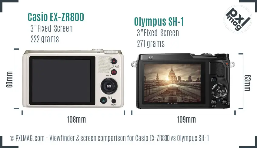 Casio EX-ZR800 vs Olympus SH-1 Screen and Viewfinder comparison