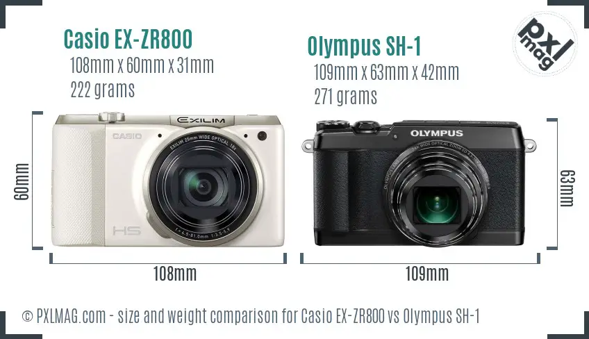 Casio EX-ZR800 vs Olympus SH-1 size comparison