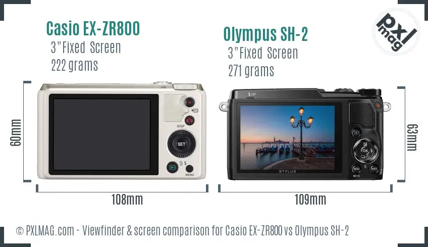 Casio EX-ZR800 vs Olympus SH-2 Screen and Viewfinder comparison