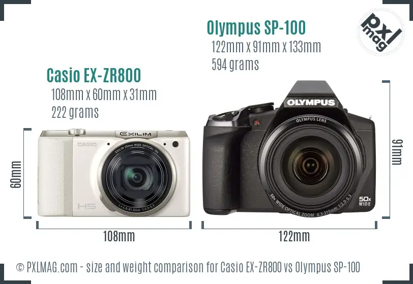 Casio EX-ZR800 vs Olympus SP-100 size comparison