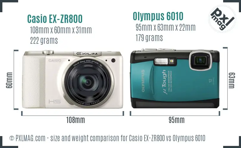 Casio EX-ZR800 vs Olympus 6010 size comparison