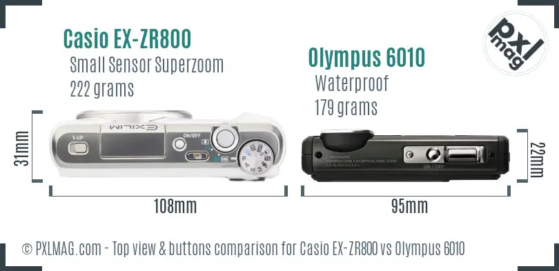 Casio EX-ZR800 vs Olympus 6010 top view buttons comparison