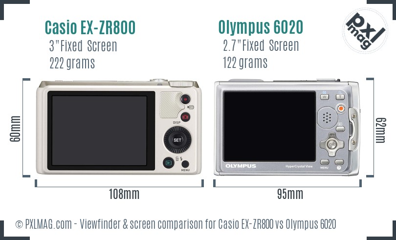 Casio EX-ZR800 vs Olympus 6020 Screen and Viewfinder comparison