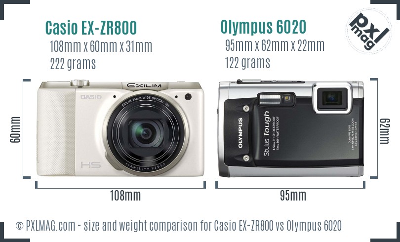 Casio EX-ZR800 vs Olympus 6020 size comparison
