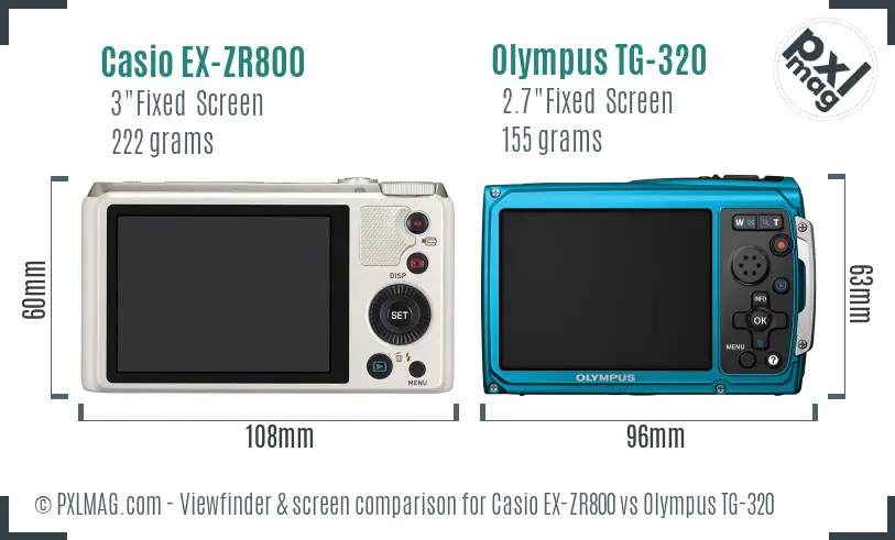 Casio EX-ZR800 vs Olympus TG-320 Screen and Viewfinder comparison Casio EX-ZR800 vs Olympus TG-320 Screen and Viewfinder comparison