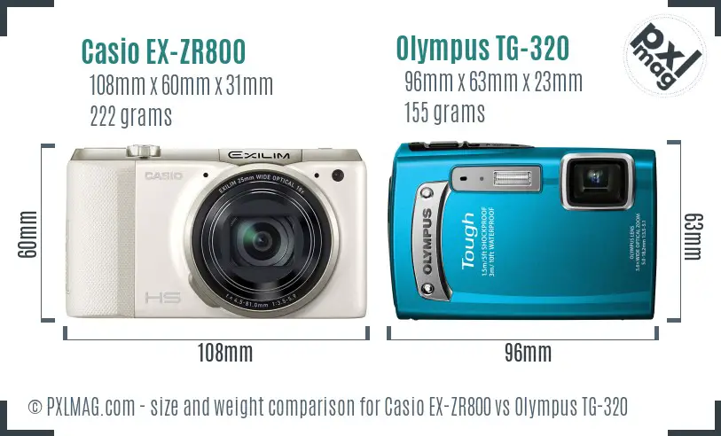 Casio EX-ZR800 vs Olympus TG-320 size comparison Casio EX-ZR800 vs Olympus TG-320 size comparison