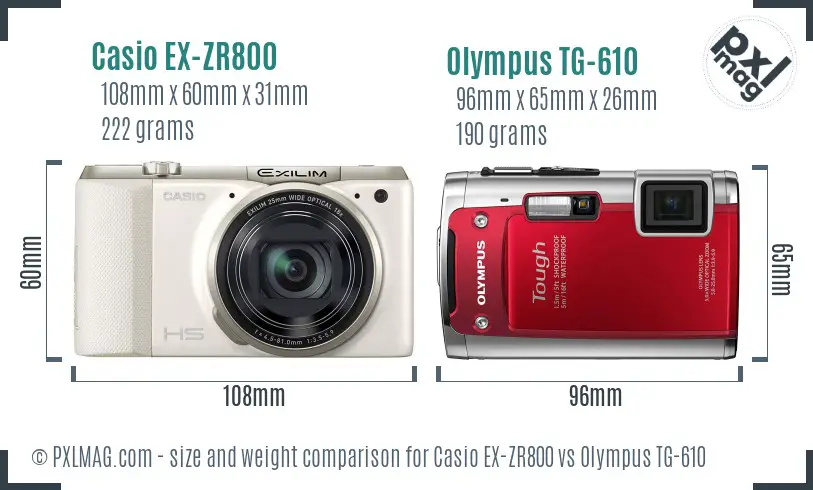 Casio EX-ZR800 vs Olympus TG-610 size comparison