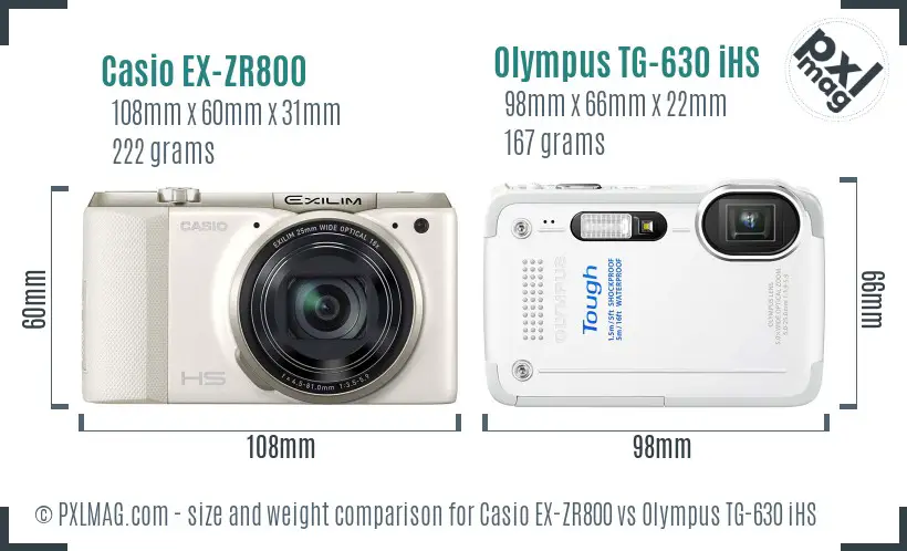 Casio EX-ZR800 vs Olympus TG-630 iHS size comparison
