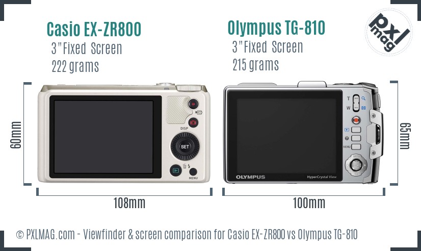 Casio EX-ZR800 vs Olympus TG-810 Screen and Viewfinder comparison