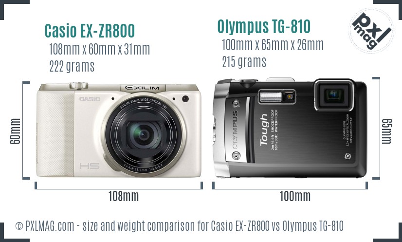 Casio EX-ZR800 vs Olympus TG-810 size comparison Casio EX-ZR800 vs Olympus TG-810 size comparison