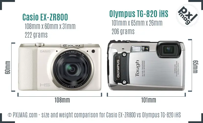 Casio EX-ZR800 vs Olympus TG-820 iHS size comparison