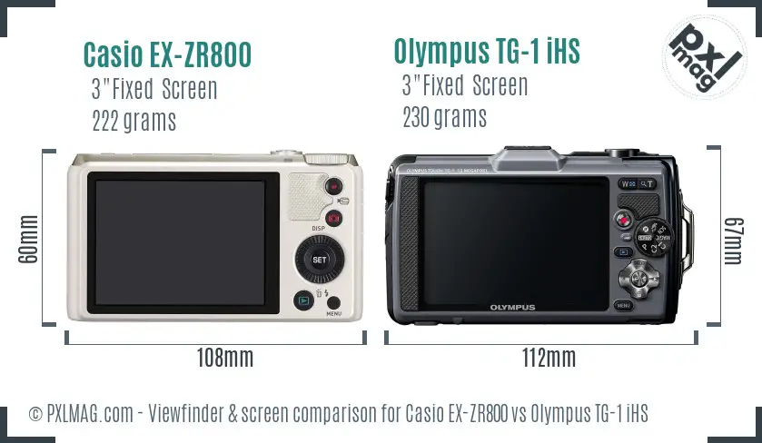Casio EX-ZR800 vs Olympus TG-1 iHS Screen and Viewfinder comparison