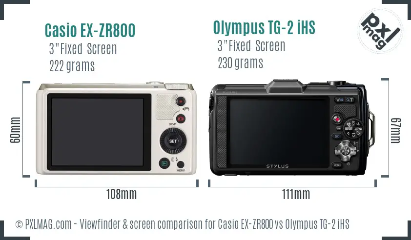 Casio EX-ZR800 vs Olympus TG-2 iHS Screen and Viewfinder comparison