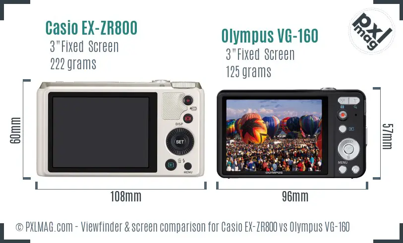 Casio EX-ZR800 vs Olympus VG-160 Screen and Viewfinder comparison Casio EX-ZR800 vs Olympus VG-160 Screen and Viewfinder comparison