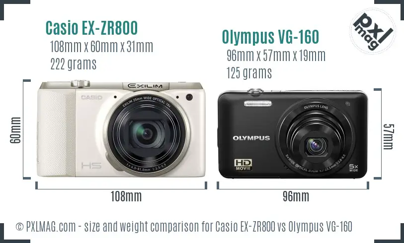 Casio EX-ZR800 vs Olympus VG-160 size comparison Casio EX-ZR800 vs Olympus VG-160 size comparison