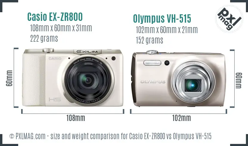 Casio EX-ZR800 vs Olympus VH-515 size comparison
