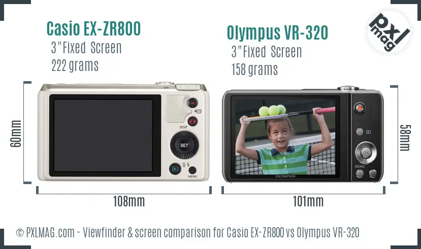 Casio EX-ZR800 vs Olympus VR-320 Screen and Viewfinder comparison