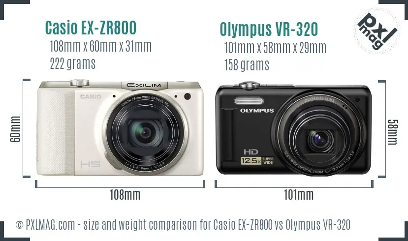 Casio EX-ZR800 vs Olympus VR-320 size comparison