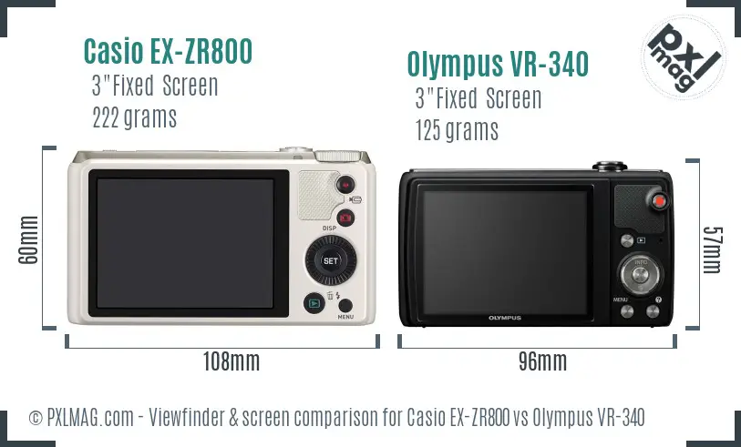 Casio EX-ZR800 vs Olympus VR-340 Screen and Viewfinder comparison Casio EX-ZR800 vs Olympus VR-340 Screen and Viewfinder comparison