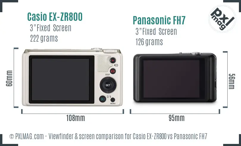 Casio EX-ZR800 vs Panasonic FH7 Screen and Viewfinder comparison