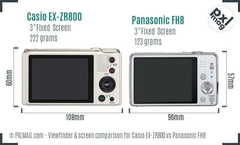 Casio EX-ZR800 vs Panasonic FH8 Screen and Viewfinder comparison Casio EX-ZR800 vs Panasonic FH8 Screen and Viewfinder comparison