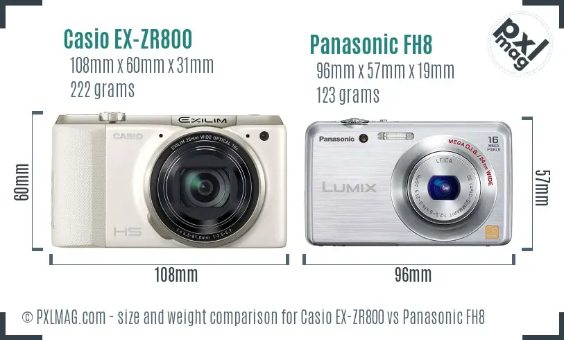 Casio EX-ZR800 vs Panasonic FH8 size comparison Casio EX-ZR800 vs Panasonic FH8 size comparison