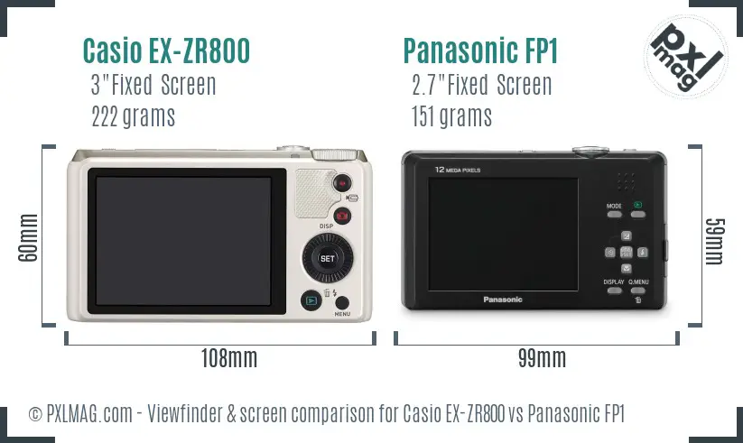 Casio EX-ZR800 vs Panasonic FP1 Screen and Viewfinder comparison