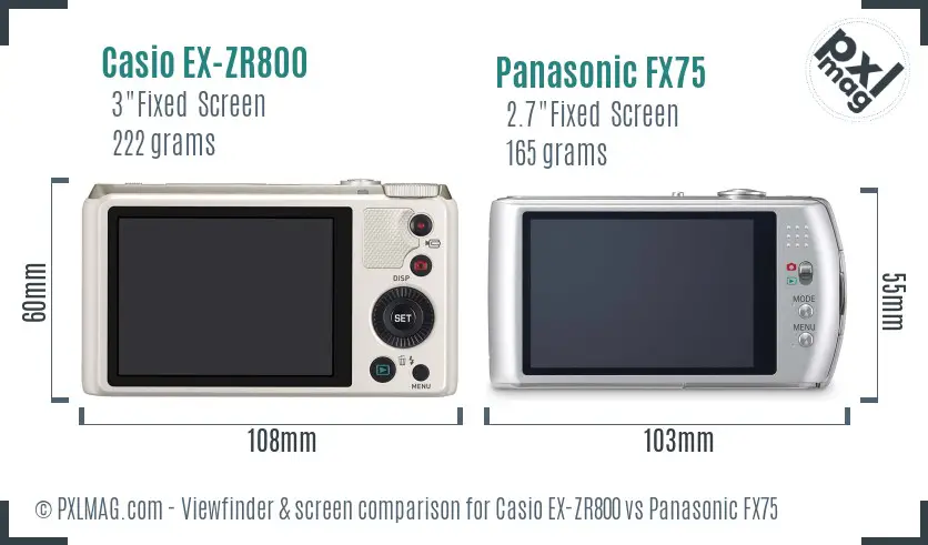 Casio EX-ZR800 vs Panasonic FX75 Screen and Viewfinder comparison Casio EX-ZR800 vs Panasonic FX75 Screen and Viewfinder comparison