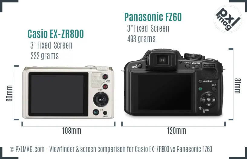 Casio EX-ZR800 vs Panasonic FZ60 Screen and Viewfinder comparison Casio EX-ZR800 vs Panasonic FZ60 Screen and Viewfinder comparison