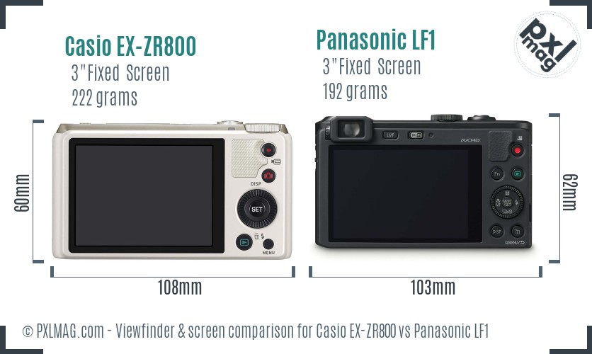 Casio EX-ZR800 vs Panasonic LF1 Screen and Viewfinder comparison