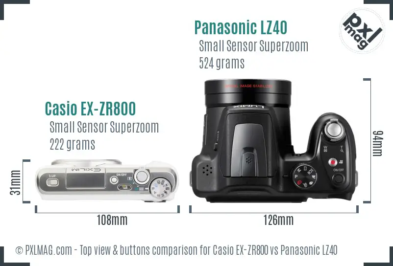 Casio EX-ZR800 vs Panasonic LZ40 top view buttons comparison