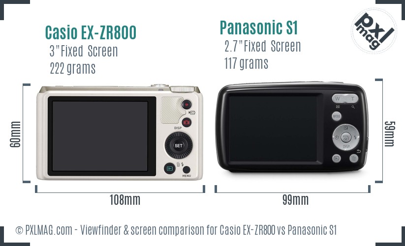 Casio EX-ZR800 vs Panasonic S1 Screen and Viewfinder comparison