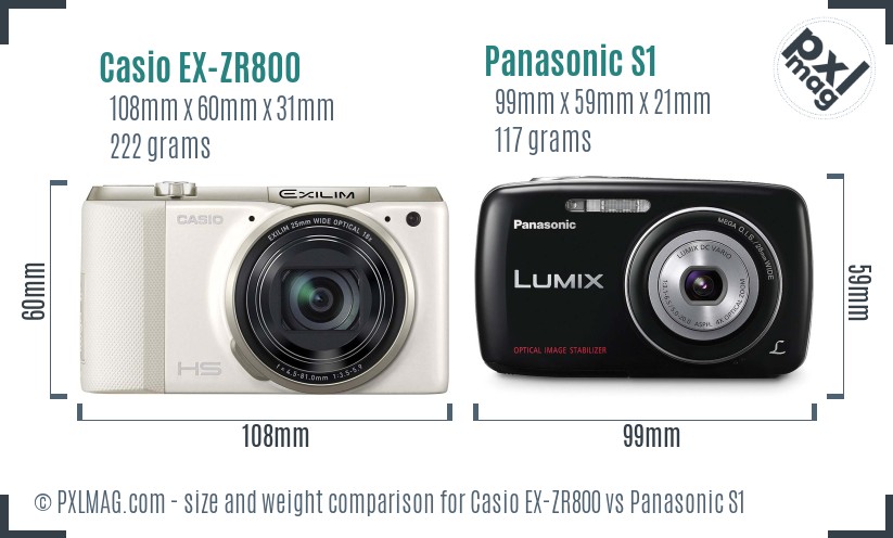Casio EX-ZR800 vs Panasonic S1 size comparison Casio EX-ZR800 vs Panasonic S1 size comparison