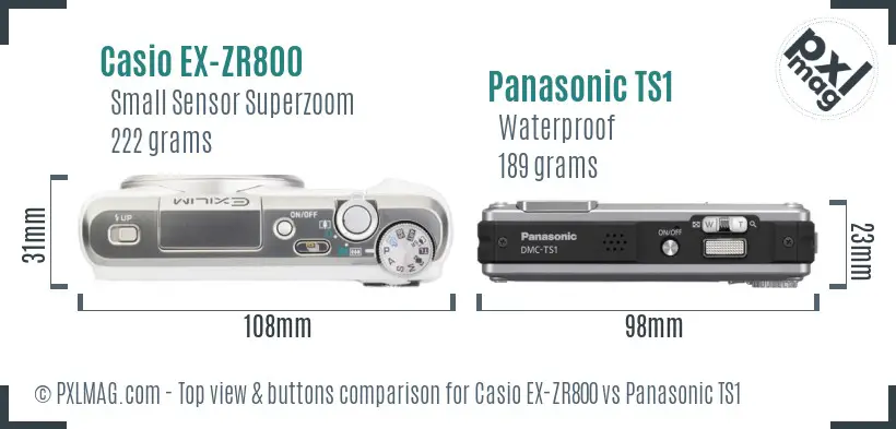 Casio EX-ZR800 vs Panasonic TS1 top view buttons comparison