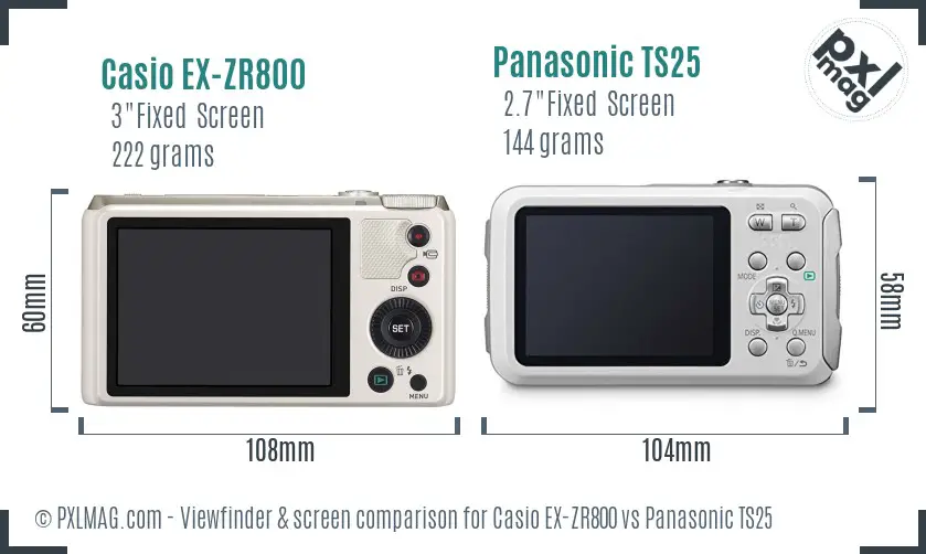 Casio EX-ZR800 vs Panasonic TS25 Screen and Viewfinder comparison Casio EX-ZR800 vs Panasonic TS25 Screen and Viewfinder comparison