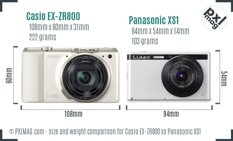Casio EX-ZR800 vs Panasonic XS1 size comparison